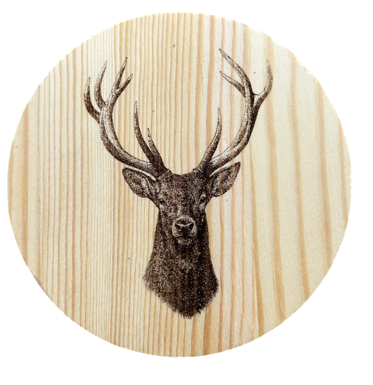 Holzuntersetzer mit Tiergravur – Natur trifft Funktionalität