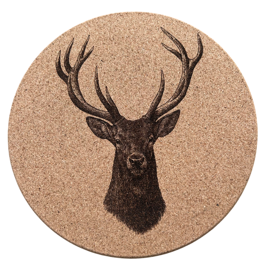 Kork-Untersetzer 19 cm, handgraviert & naturbelassen