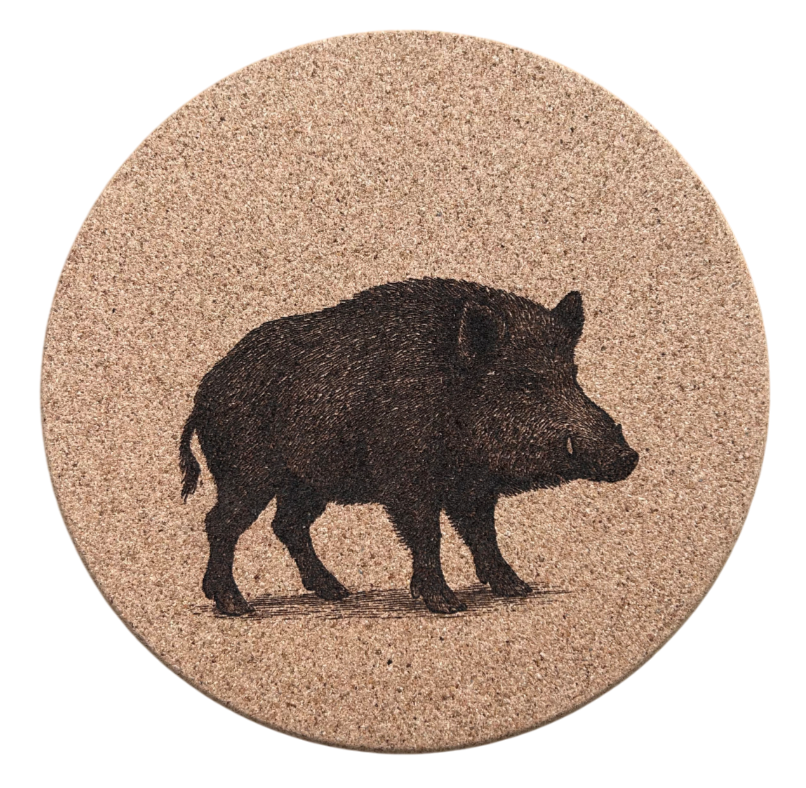 Kork-Untersetzer 19 cm, handgraviert & naturbelassen