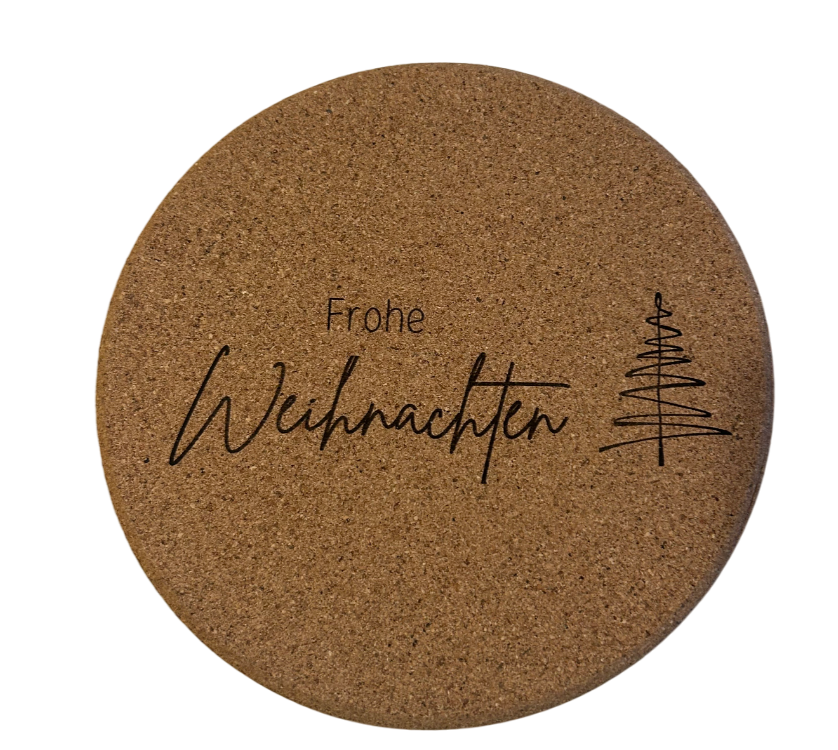 Kork-Untersetzer 19 cm, handgraviert & naturbelassen