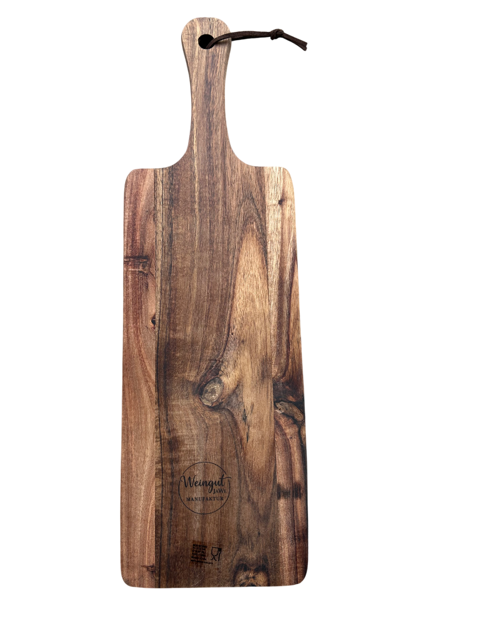 Servierbrett aus Akazienholz – mit Griff & Aufhängung (schmal)