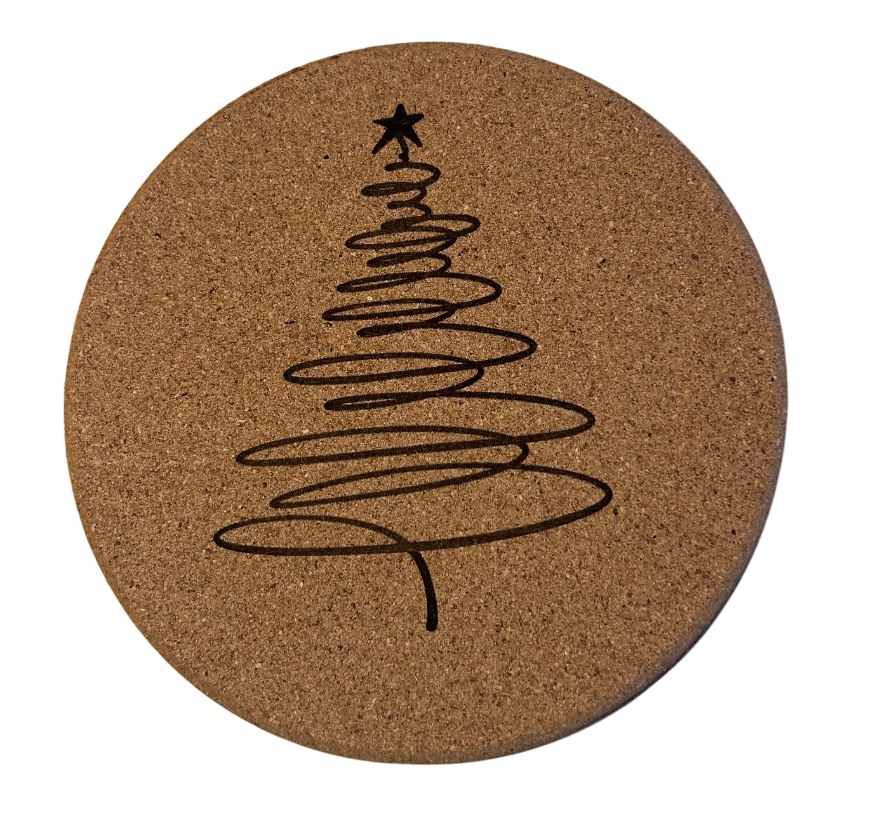 Kork-Untersetzer 19 cm, handgraviert & naturbelassen