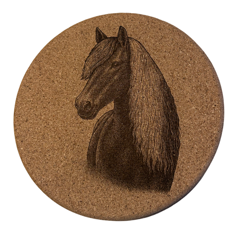 Kork-Untersetzer 19 cm, handgraviert & naturbelassen